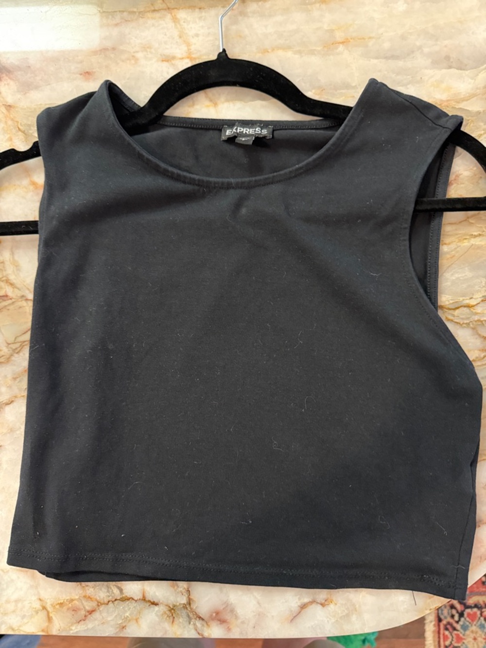 Express Black Cropped Tank Top - Minimal Sleeveless Tee